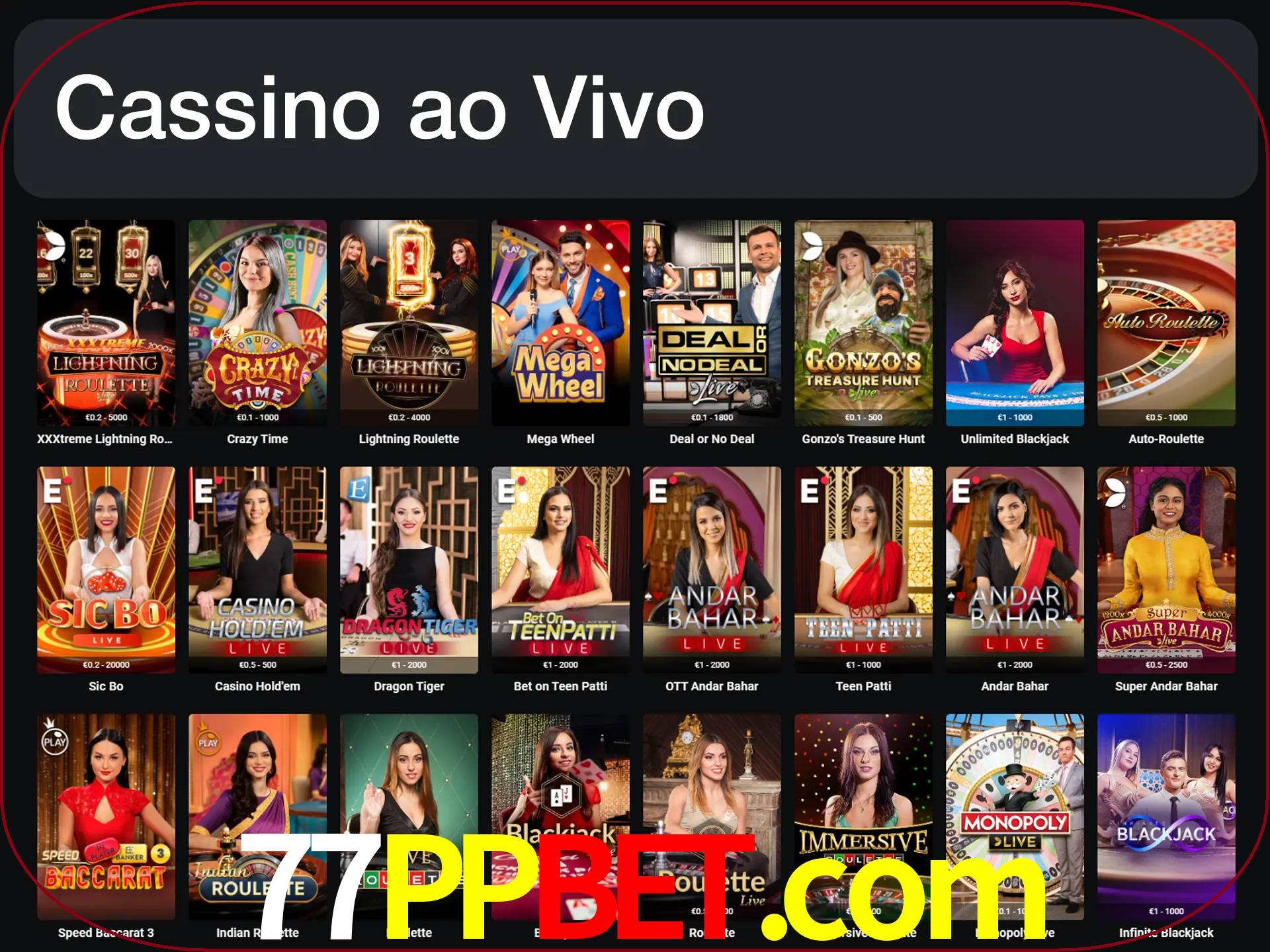 Jogue jogos de cassino com um verdadeiro dealer.