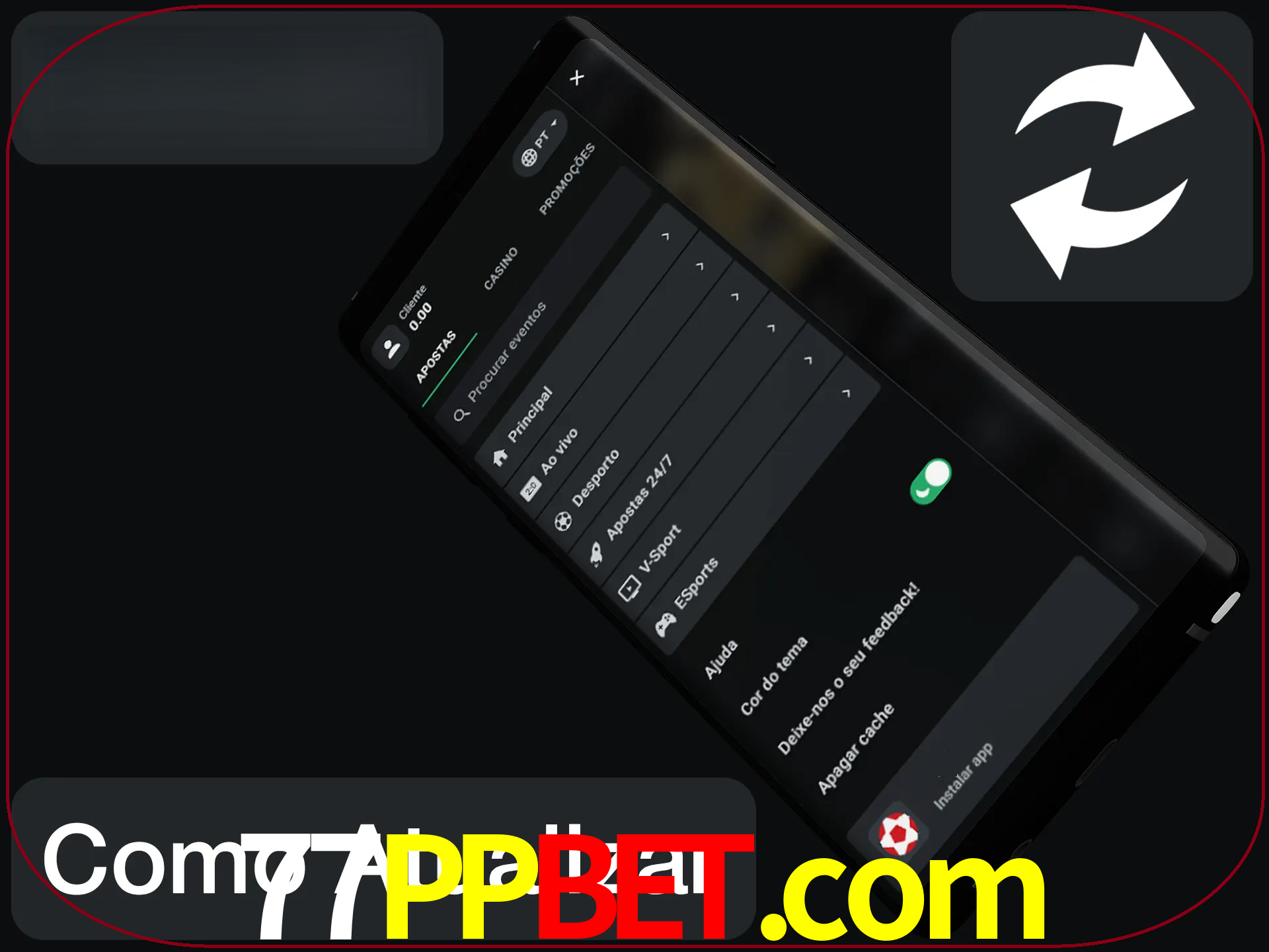 O aplicativo é atualizado automaticamente quando você faz o login.