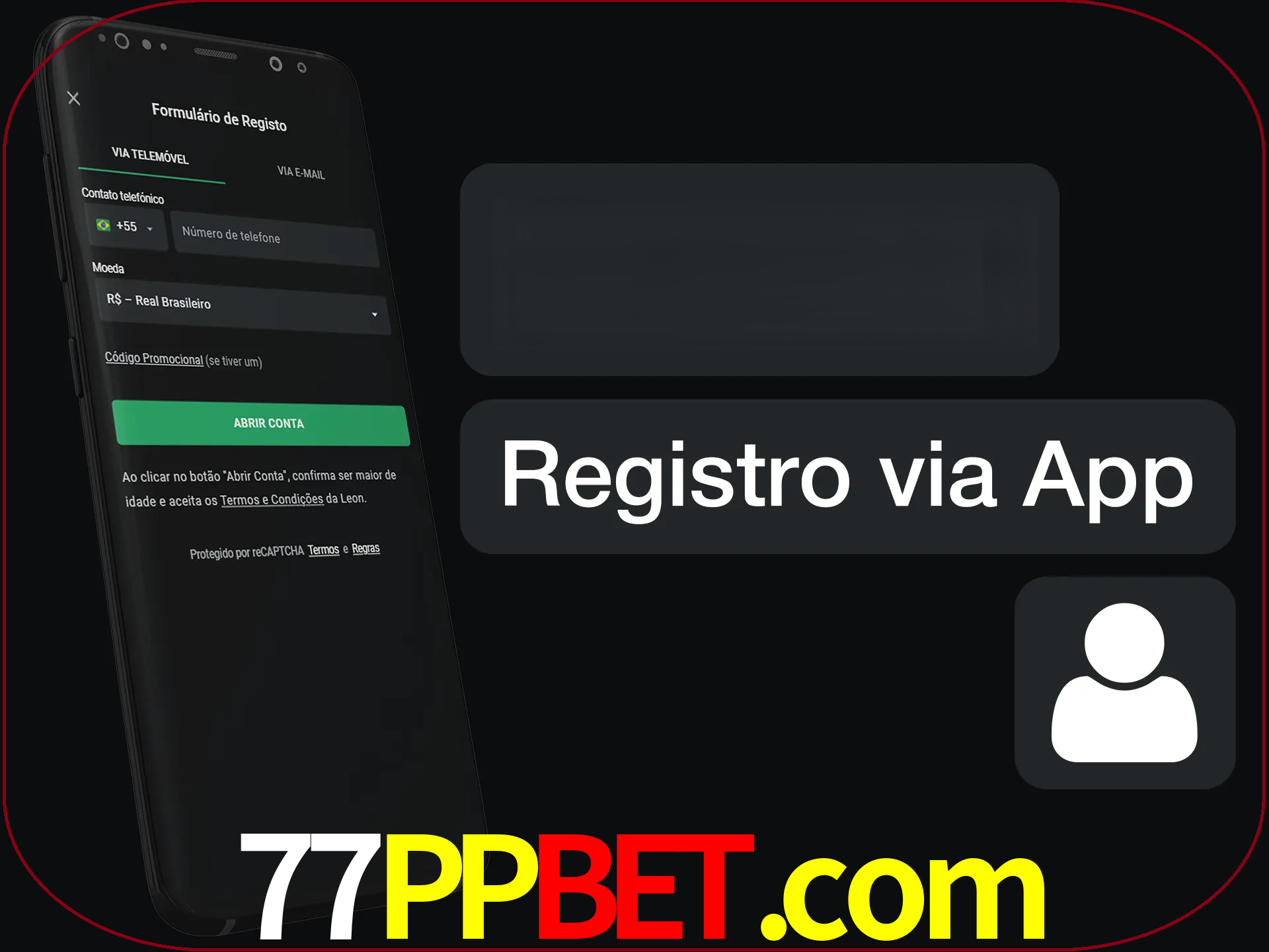 Registre-se com duas etapas usando o aplicativo.