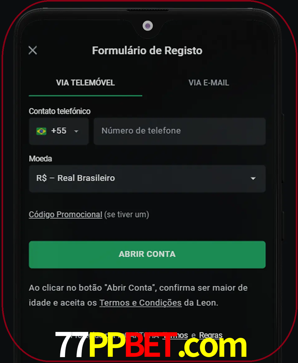 Abra o aplicativo e inicie o processo de registro.