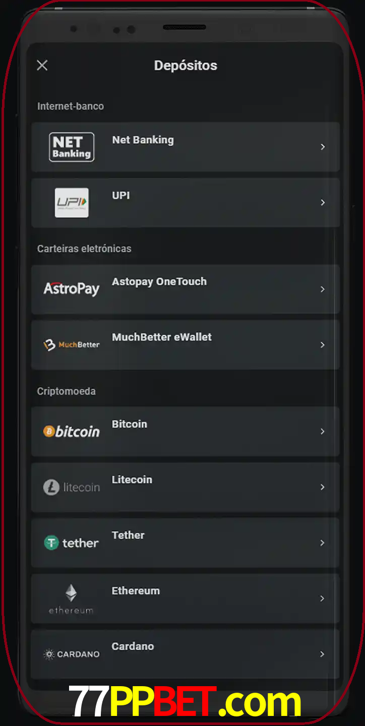 Você pode usar métodos alternativos de depósito.